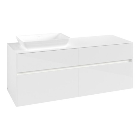 V&B Waschtischunterschrank Collaro 140x54,8x50cm, WT l, LED 10W, glo wh.