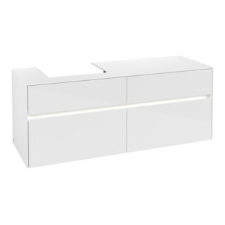 V&B Waschtischunterschrank Collaro 140x54,8x50cm, WT l, LED 10W, glo wh.