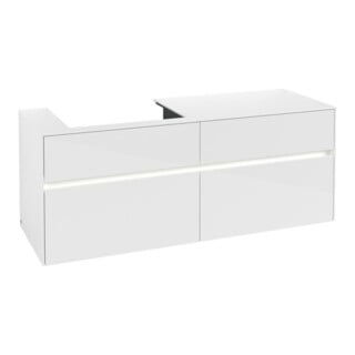 V&B Waschtischunterschrank Collaro 140x54,8x50cm, WT l, LED 10W, glo wh.