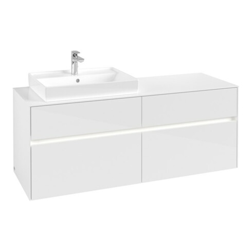 V&B Waschtischunterschrank Collaro 140x54,8x50cm, WT l, LED 10W, glo wh.