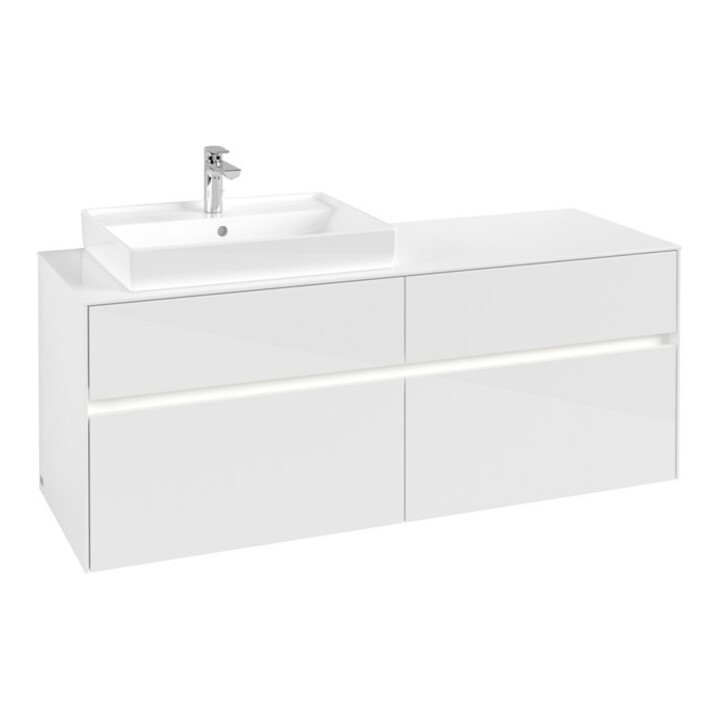 V&B Waschtischunterschrank Collaro 140x54,8x50cm, WT l, LED 10W, glo wh.