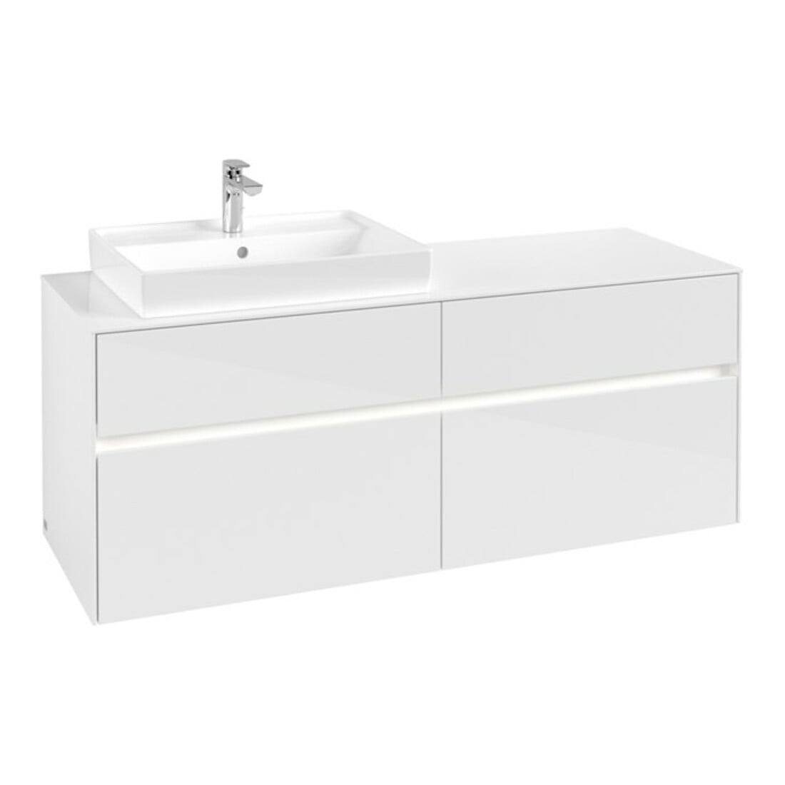 V&B Waschtischunterschrank Collaro 140x54,8x50cm, WT l, LED 10W, glo wh.
