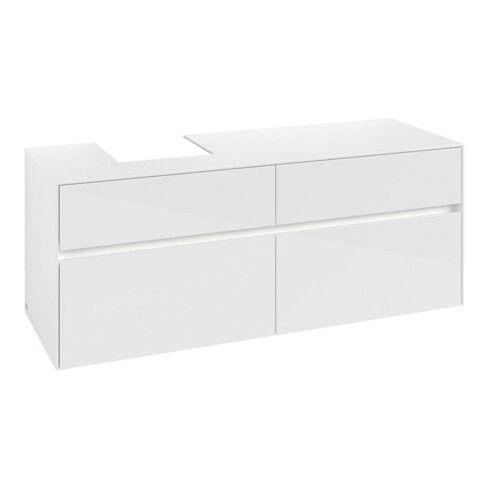 V&B Waschtischunterschrank Collaro 140x54,8x50cm, WT l, LED 10W, glo wh.