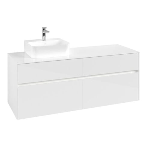 V&B Waschtischunterschrank Collaro 140x54,8x50cm, WT l, LED 10W, glo wh.