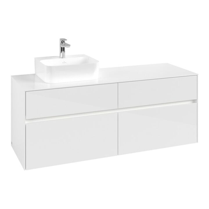 V&B Waschtischunterschrank Collaro 140x54,8x50cm, WT l, LED 10W, glo wh.