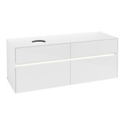 V&B Waschtischunterschrank Collaro 140x54,8x50cm, WT l, LED 10W, glo wh.