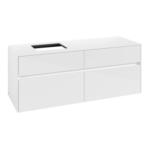 V&B Waschtischunterschrank Collaro 140x54,8x50cm, WT l, LED 10W, glo wh.
