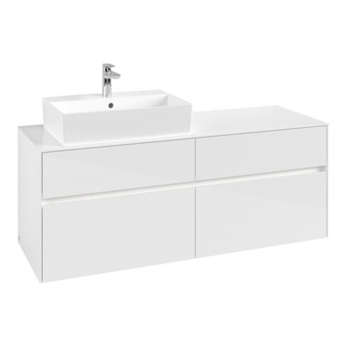V&B Waschtischunterschrank Collaro 140x54,8x50cm, WT l, LED 10W, glo wh.