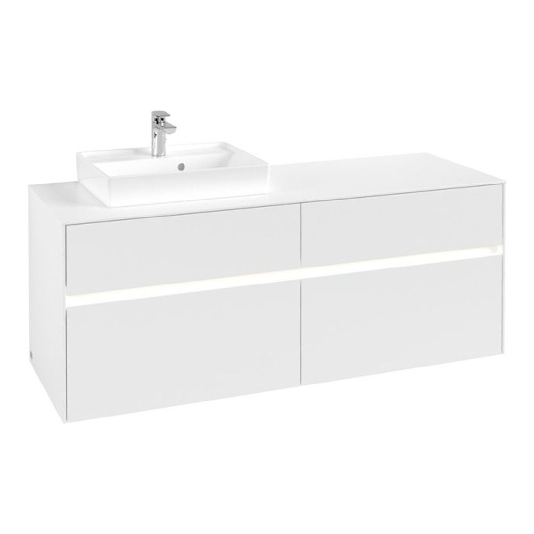 V&B Waschtischunterschrank Collaro 140x54,8x50cm, WT l, LED 10W, wh. ma