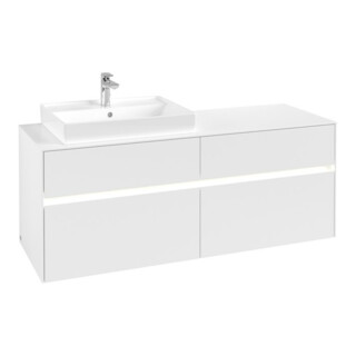 V&B Waschtischunterschrank Collaro 140x54,8x50cm, WT l, LED 10W, wh. ma