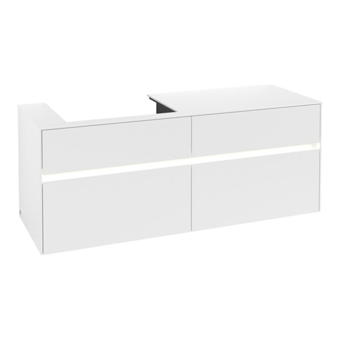 V&B Waschtischunterschrank Collaro 140x54,8x50cm, WT l, LED 10W, wh. ma