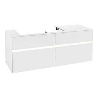 V&B Waschtischunterschrank Collaro 140x54,8x50cm, WT l, LED 10W, wh. ma