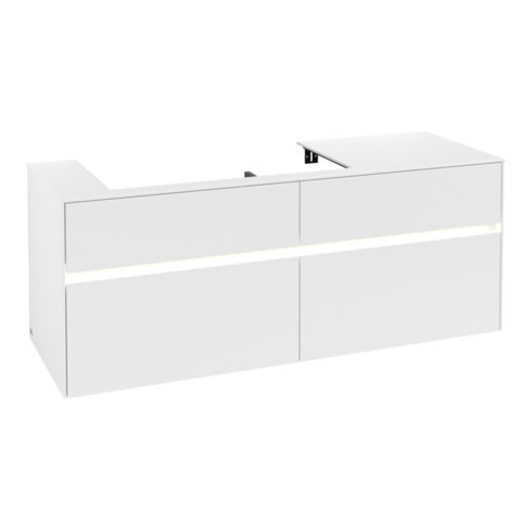 V&B Waschtischunterschrank Collaro 140x54,8x50cm, WT l, LED 10W, wh. ma