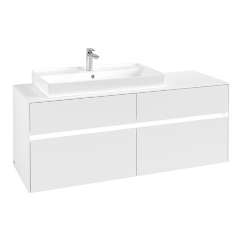 V&B Waschtischunterschrank Collaro 140x54,8x50cm, WT l, LED 10W, wh. ma