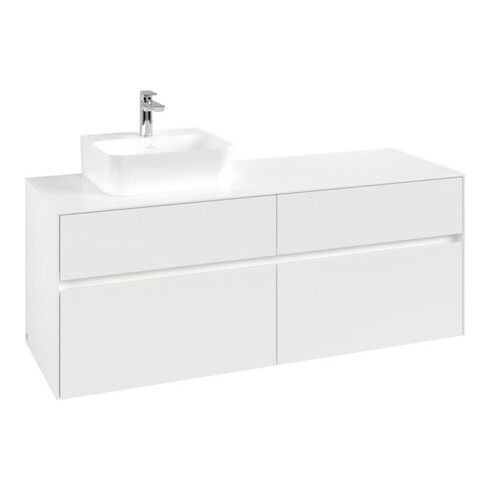 V&B Waschtischunterschrank Collaro 140x54,8x50cm, WT l, LED 10W, wh. ma