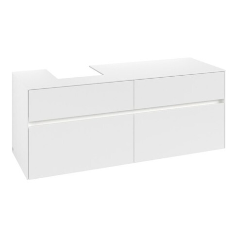 V&B Waschtischunterschrank Collaro 140x54,8x50cm, WT l, LED 10W, wh. ma