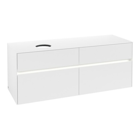 V&B Waschtischunterschrank Collaro 140x54,8x50cm, WT l, LED 10W, wh. ma