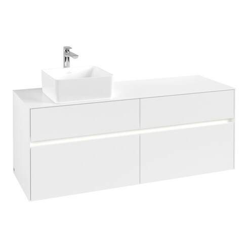 V&B Waschtischunterschrank Collaro 140x54,8x50cm, WT l, LED 10W, wh. ma