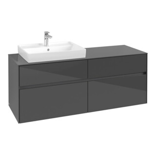 V&B Waschtischunterschrank Collaro 140x54,8x50cm, WT links, glossy grey