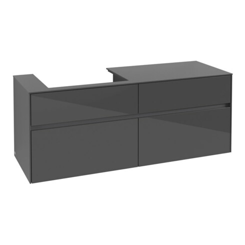 V&B Waschtischunterschrank Collaro 140x54,8x50cm, WT links, glossy grey