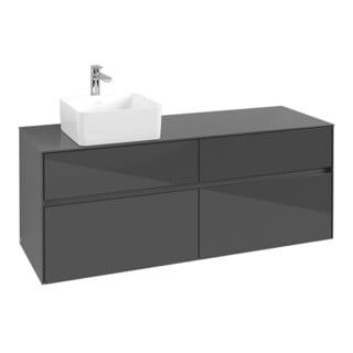 V&B Waschtischunterschrank Collaro 140x54,8x50cm, WT links, Glossy Grey