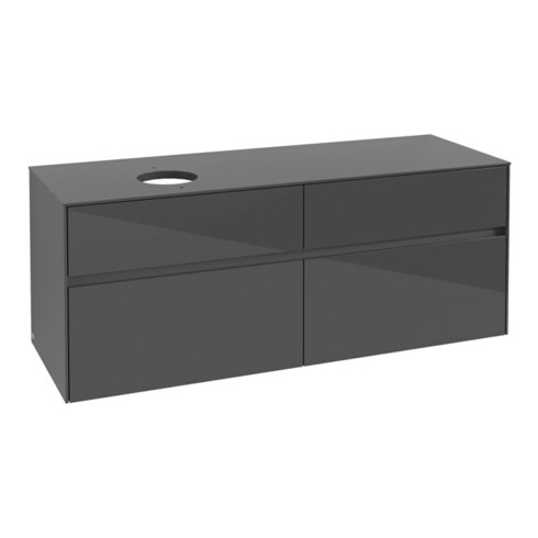 V&B Waschtischunterschrank Collaro 140x54,8x50cm, WT links, Glossy Grey