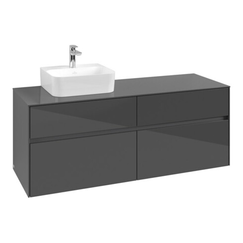 V&B Waschtischunterschrank Collaro 140x54,8x50cm, WT links, glossy grey