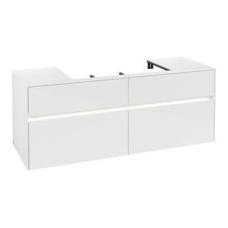 V&B Waschtischunterschrank Collaro 140x54,8x50cm, WT mi, LED 10 W, glo wh.