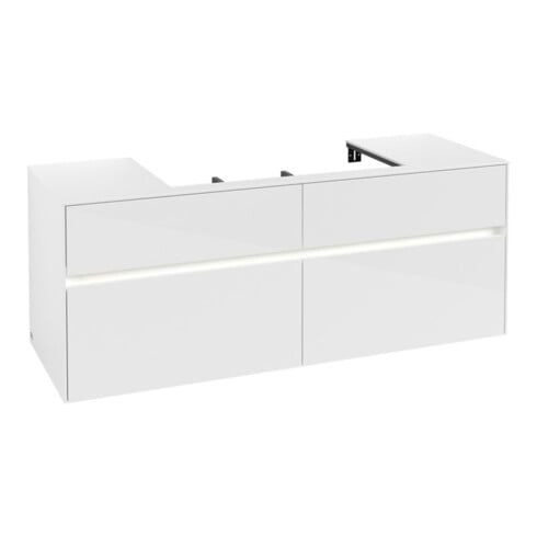 V&B Waschtischunterschrank Collaro 140x54,8x50cm, WT mi, LED 10 W, glo wh.