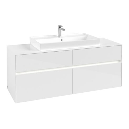 V&B Waschtischunterschrank Collaro 140x54,8x50cm, WT mi, LED 10 W, glo wh.