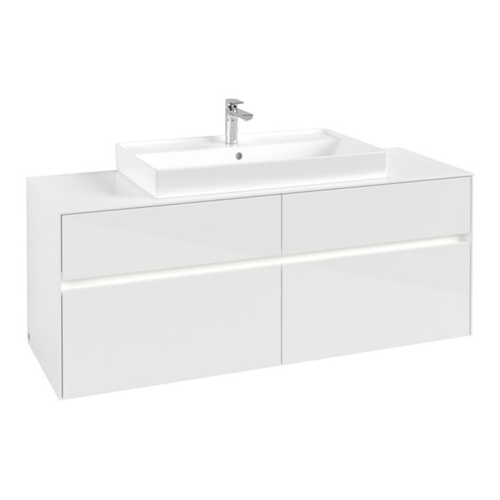 V&B Waschtischunterschrank Collaro 140x54,8x50cm, WT mi, LED 10 W, glo wh.