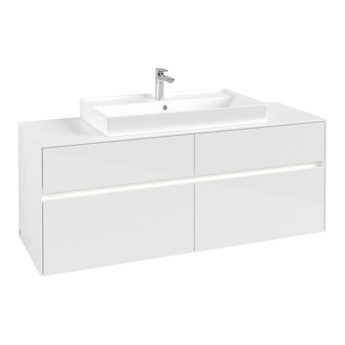 V&B Waschtischunterschrank Collaro 140x54,8x50cm, WT mi, LED 10 W, glo wh.