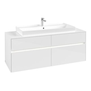 V&B Waschtischunterschrank Collaro 140x54,8x50cm, WT mi, LED 10 W, glo wh.