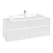 V&B Waschtischunterschrank Collaro 140x54,8x50cm, WT mi, LED 10 W, glo wh.