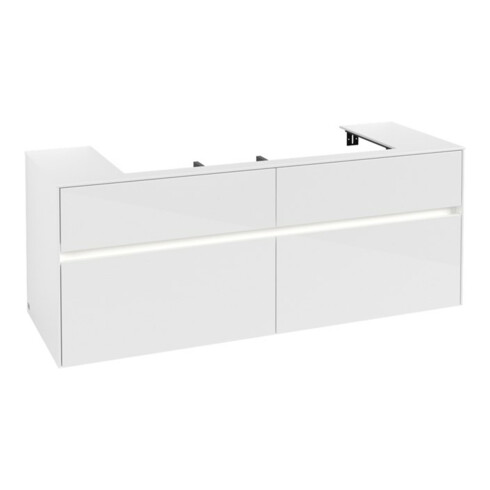 V&B Waschtischunterschrank Collaro 140x54,8x50cm, WT mi, LED 10 W, glo wh.