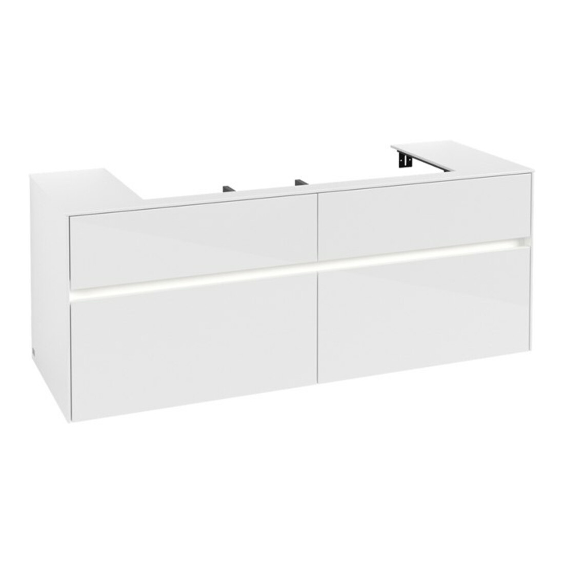 V&B Waschtischunterschrank Collaro 140x54,8x50cm, WT mi, LED 10 W, glo wh.