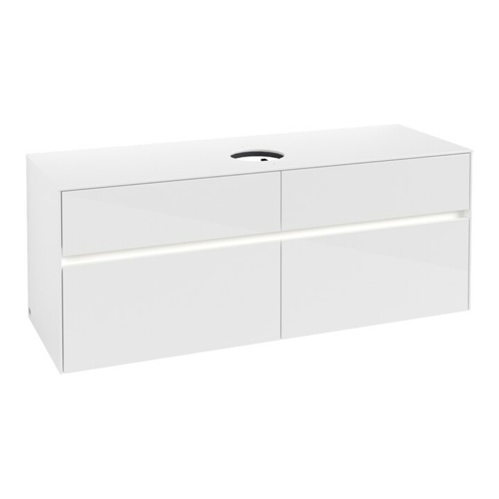 V&B Waschtischunterschrank Collaro 140x54,8x50cm, WT mi, LED 10 W, glo wh.