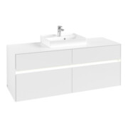 V&B Waschtischunterschrank Collaro 140x54,8x50cm, WT mi, LED 10 W, wh. ma