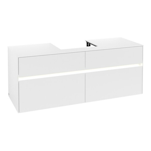 V&B Waschtischunterschrank Collaro 140x54,8x50cm, WT mi, LED 10 W, wh. ma