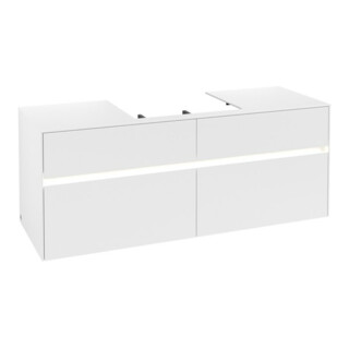V&B Waschtischunterschrank Collaro 140x54,8x50cm, WT mi, LED 10 W, wh. ma