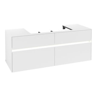 V&B Waschtischunterschrank Collaro 140x54,8x50cm, WT mi, LED 10 W, wh. ma