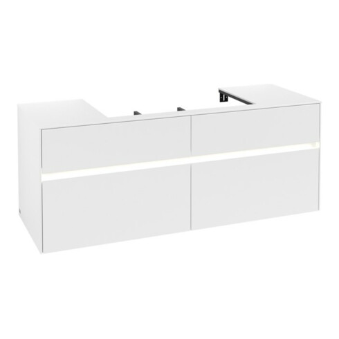 V&B Waschtischunterschrank Collaro 140x54,8x50cm, WT mi, LED 10 W, wh. ma