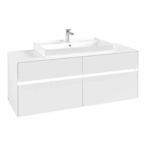 V&B Waschtischunterschrank Collaro 140x54,8x50cm, WT mi, LED 10 W, wh. ma