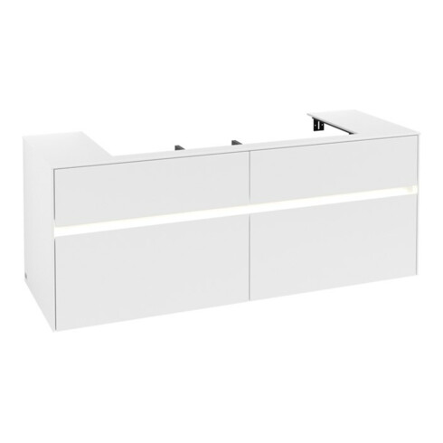 V&B Waschtischunterschrank Collaro 140x54,8x50cm, WT mi, LED 10 W, wh. ma