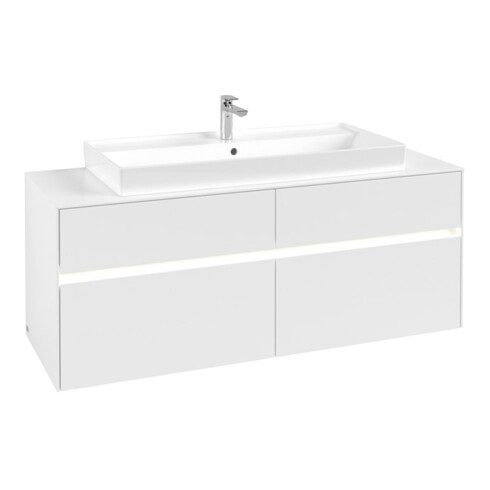 V&B Waschtischunterschrank Collaro 140x54,8x50cm, WT mi, LED 10 W, wh. ma