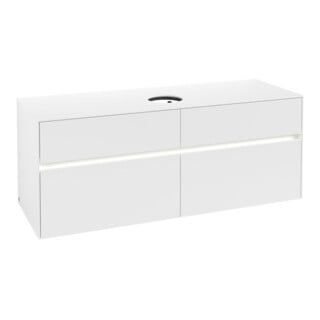 V&B Waschtischunterschrank Collaro 140x54,8x50cm, WT mi, LED 10 W, wh. ma