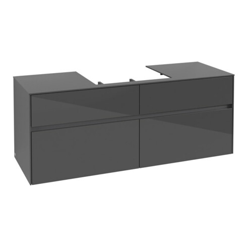 V&B Waschtischunterschrank Collaro 140x54,8x50cm, WT mittig, glossy grey