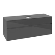 V&B Waschtischunterschrank Collaro 140x54,8x50cm, WT mittig, Glossy Grey