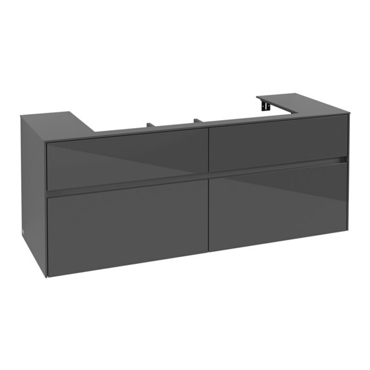 V&B Waschtischunterschrank Collaro 140x54,8x50cm, WT mittig, glossy grey