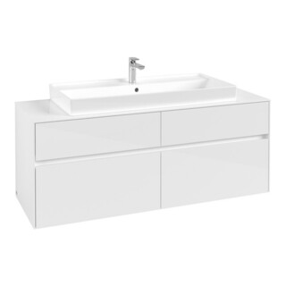 V&B Waschtischunterschrank Collaro 140x54,8x50cm, WT mittig, glossy white